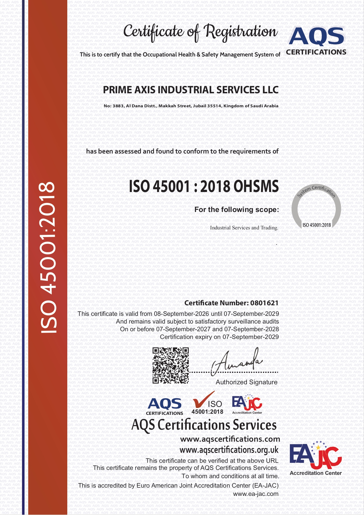 ISO 45001 CERTIFICATE