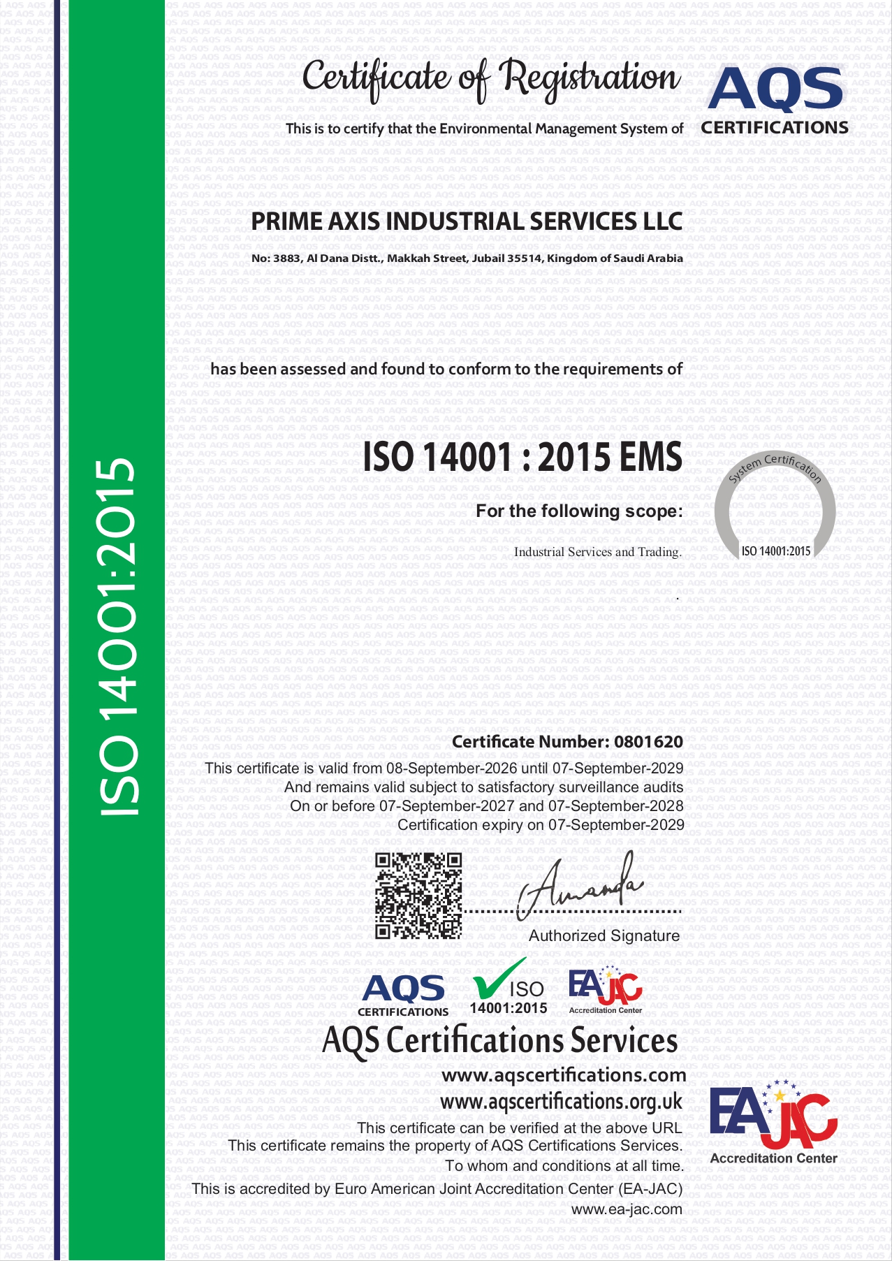 ISO 14001 CERTIFICATE